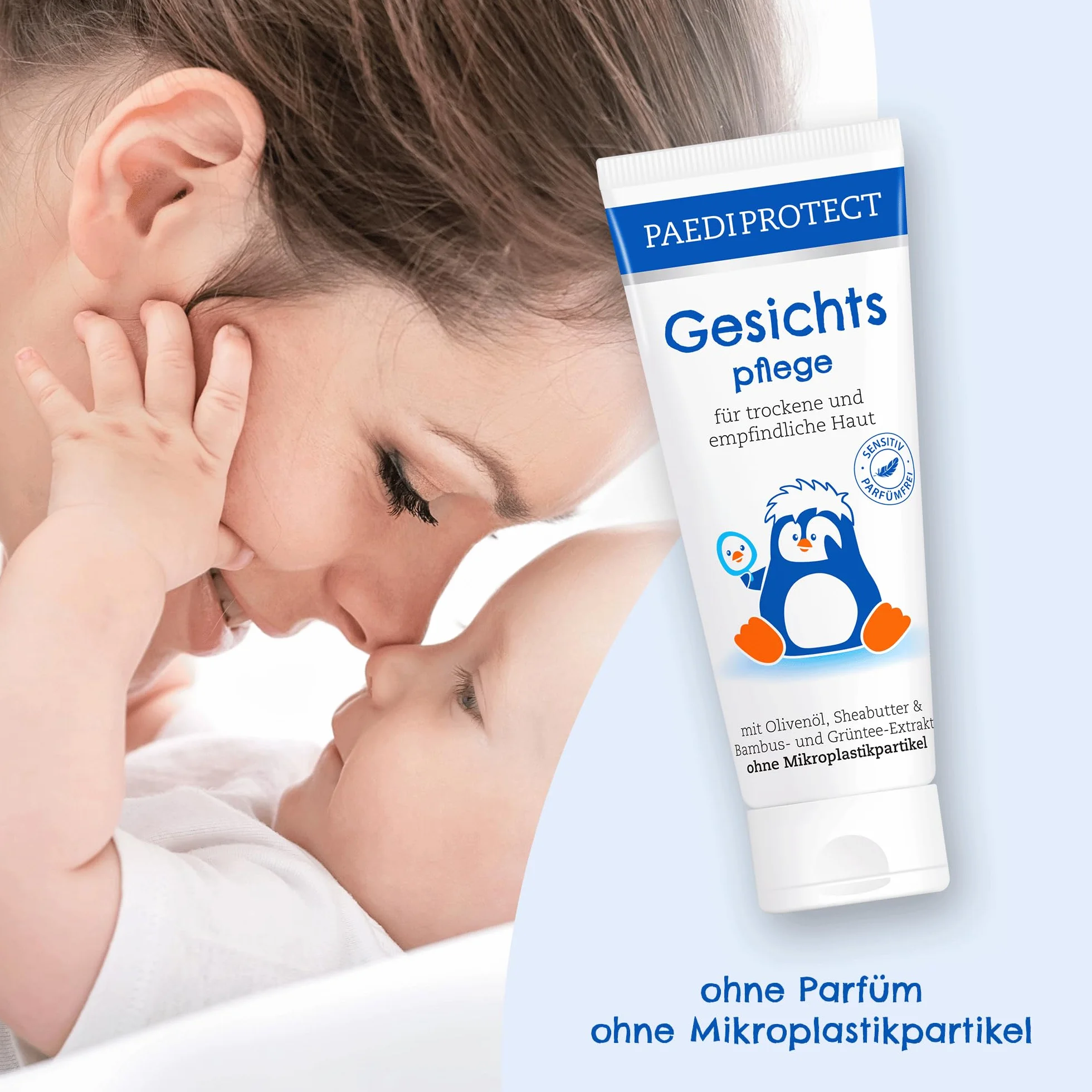 PAEDIPROTECT pielęgnacja twarzy dla dzieci i niemowląt krem 75 ml, bez perfum i bez mikroplastiku, krem do twarzy skóra sucha, wrażliwa, wegańskie składniki pielęgnacyjne skóra kojąca i pielęgnująca, balsam do pielęgnacji skóry dziecka