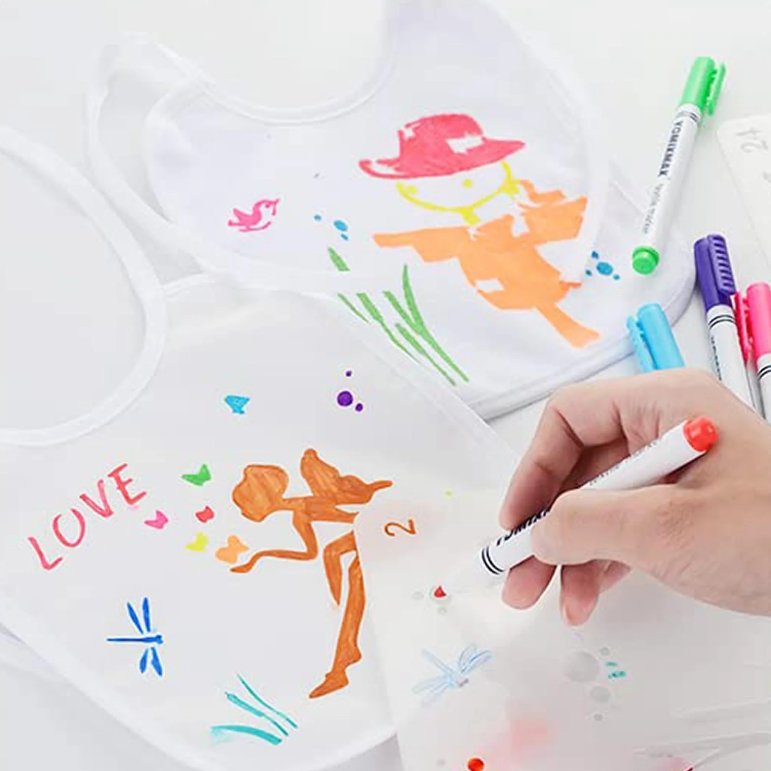 Śliniaczek do malowania, 10 szt. śliniaczek dla niemowląt, biały do malowania, do malowania, na baby shower, imprezę, dla chłopców i dziewczynek