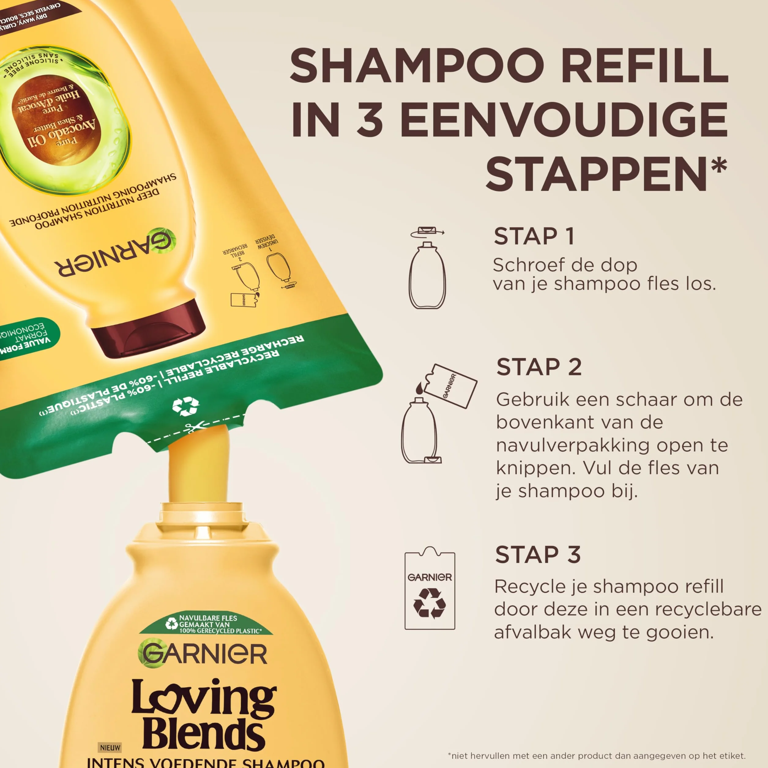 Garnier Ekologiczny wkład Ultra Słodki Czysty Olej z awokado i masło shea, ekologiczny szampon Ultra odżywczy, suche włosy, falujące i kręcone, 250 ml