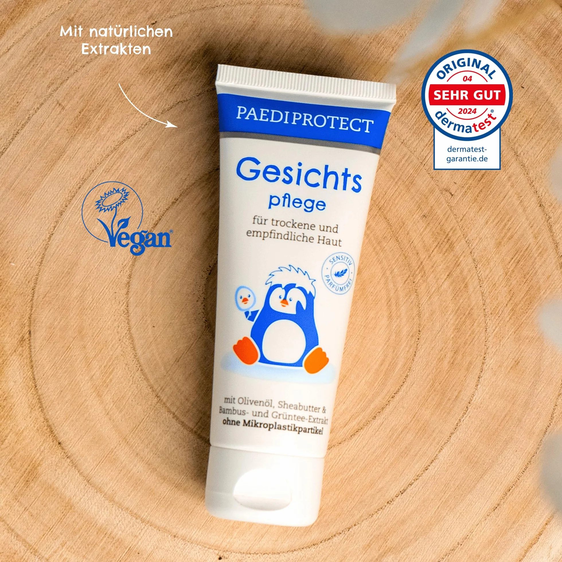 PAEDIPROTECT pielęgnacja twarzy dla dzieci i niemowląt krem 75 ml, bez perfum i bez mikroplastiku, krem do twarzy skóra sucha, wrażliwa, wegańskie składniki pielęgnacyjne skóra kojąca i pielęgnująca, balsam do pielęgnacji skóry dziecka