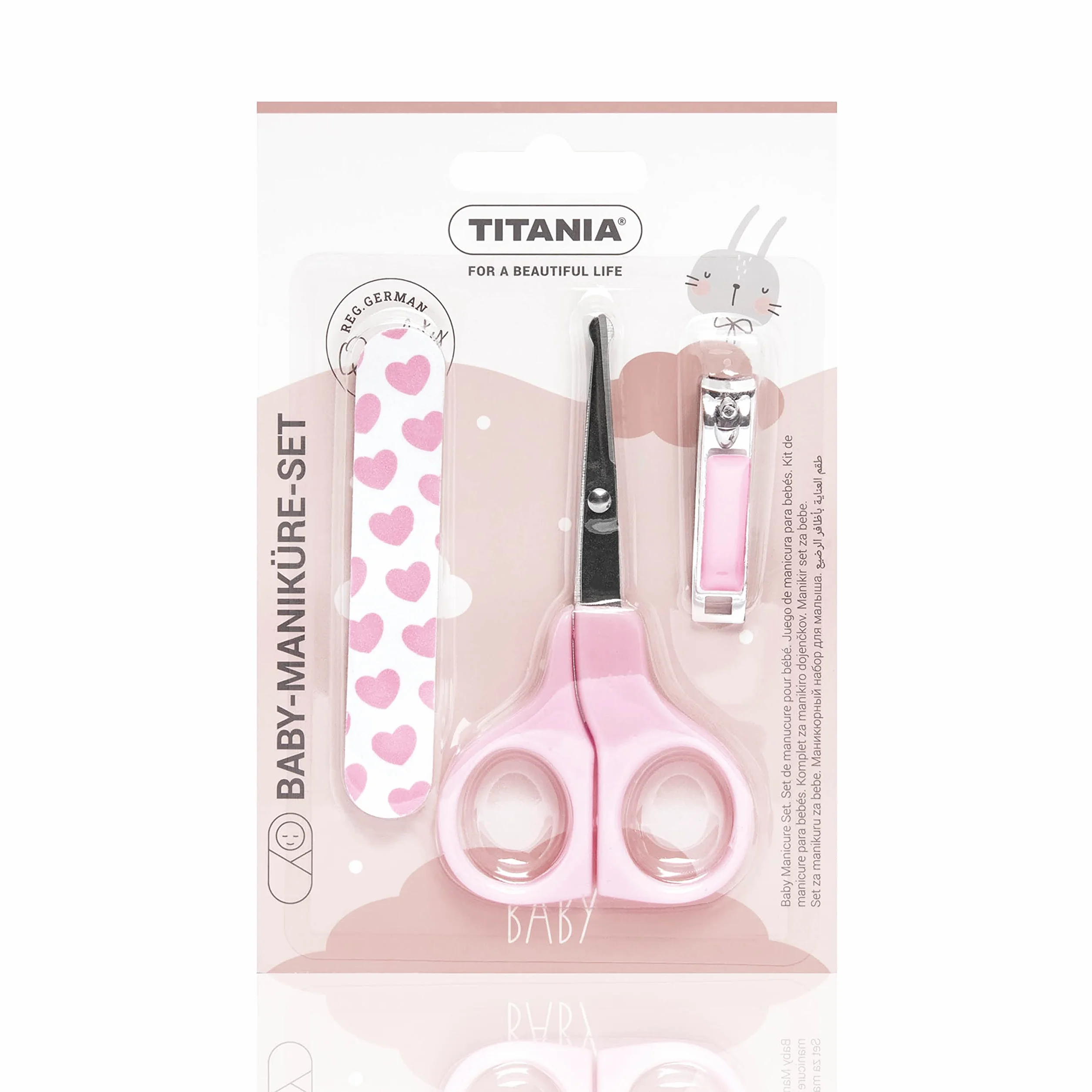 Titania, zestaw do manicure dla dzieci, 3 sztuki, do pielęgnacji paznokci, dla dzieci, zestaw do pielęgnacji paznokci, różowy