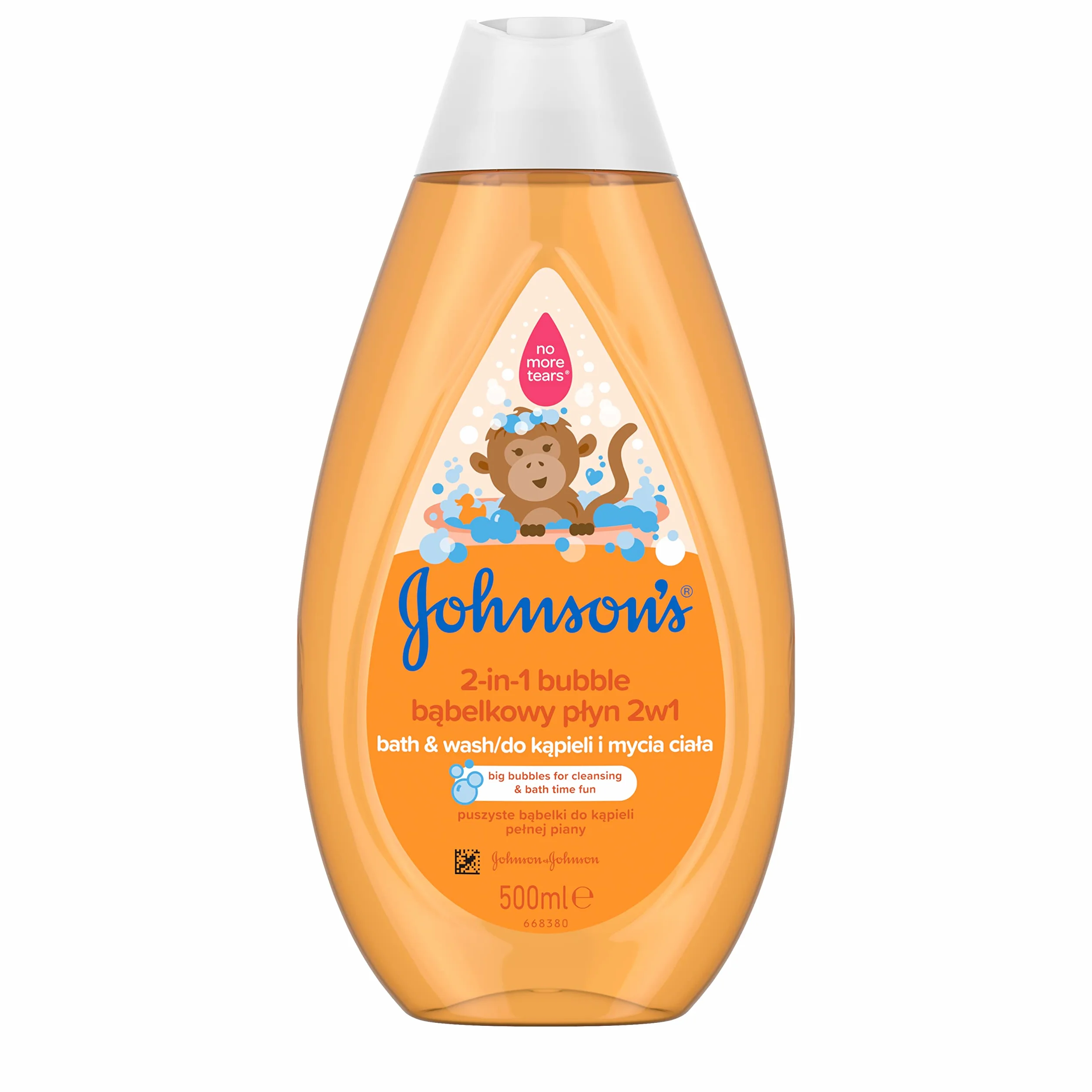 Johnson's Bubble bąbelkowy płyn do mycia ciała i włosów 500 ml Płyn do kąpieli i mycia ciała 2 w 1 bąbelkowy to propozycja dla dzieci, które uwielbiają kąpiel pełną piany.